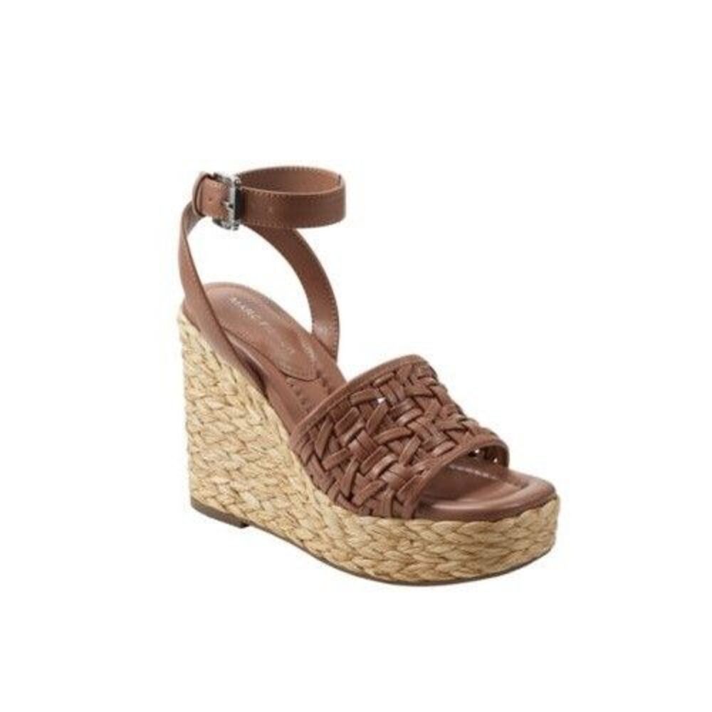 Marc Fisher Womens 6.5 M Brown Platform Wedge Heel Sandals DISPLAY FB0